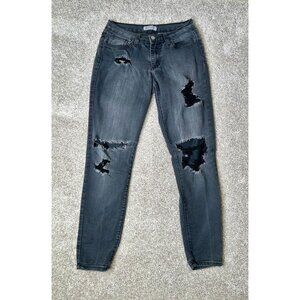 Womens Judy Blue Size 5/27 Black Distressed Grunge Y2K Goth Alt Emo Baddie